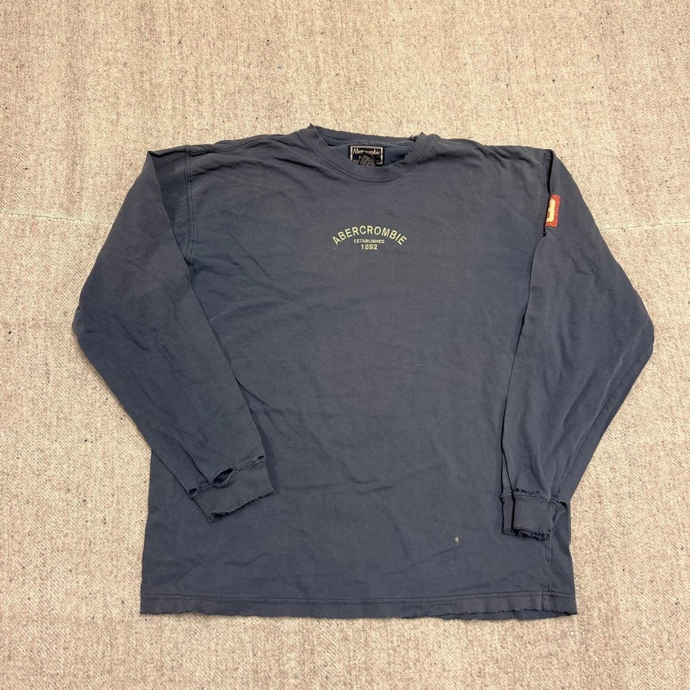 Vintage Abercrombie &‎ Fitch Shirt Mens Medium Blue 1990s Long Sleeve Distressed